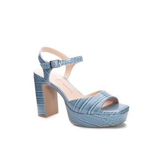 Chinese Laundry Teemara Croc Embossed Ankle Strap Platform Sandal